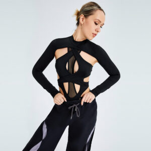 Hollow Design Black Bodysuit