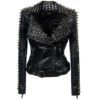 Black Metal Short leather jacket