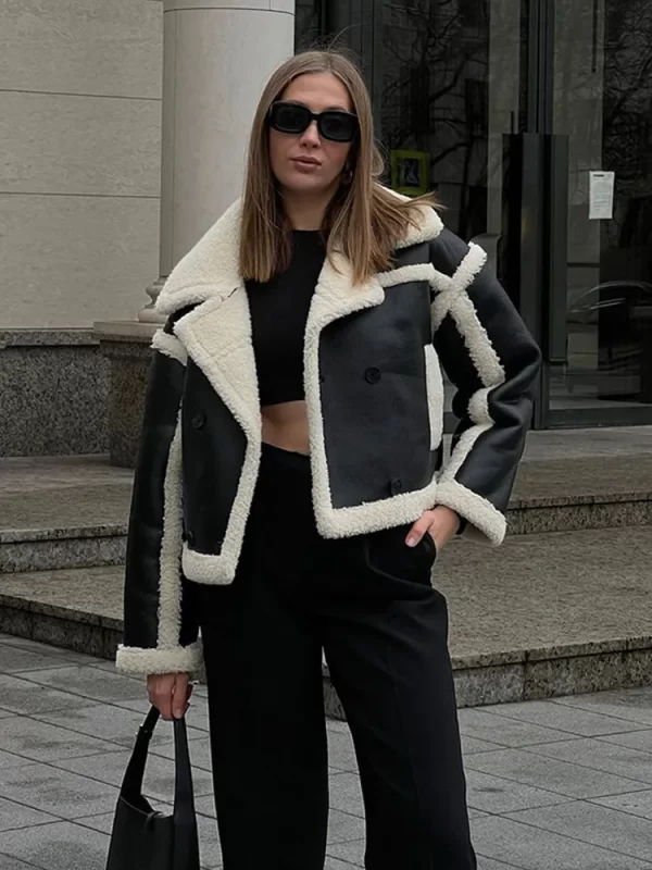 Pu Leather Fur Cropped Jacket