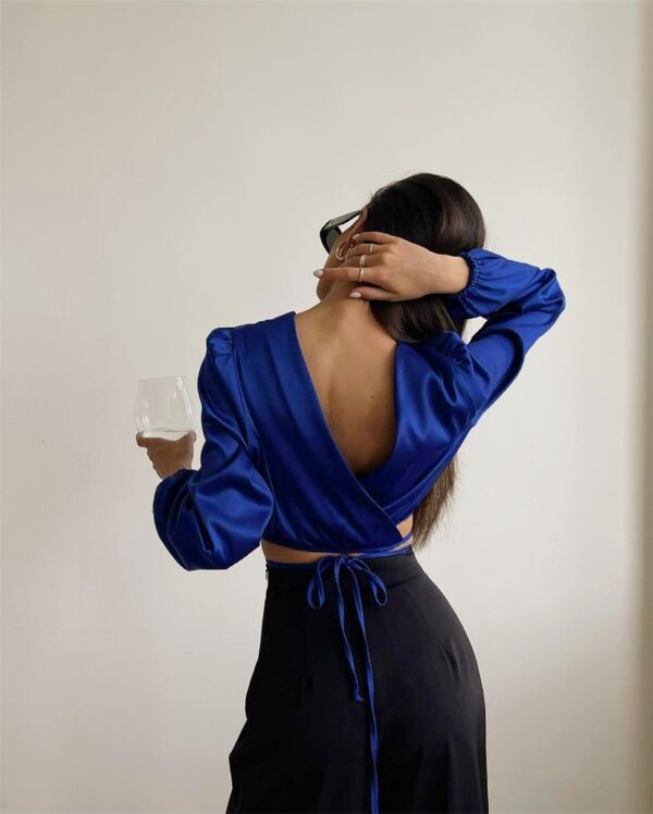 Satin Long sleeve Crop Top