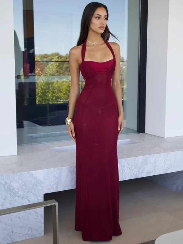 Elegant Backless Maxi Evening Dress