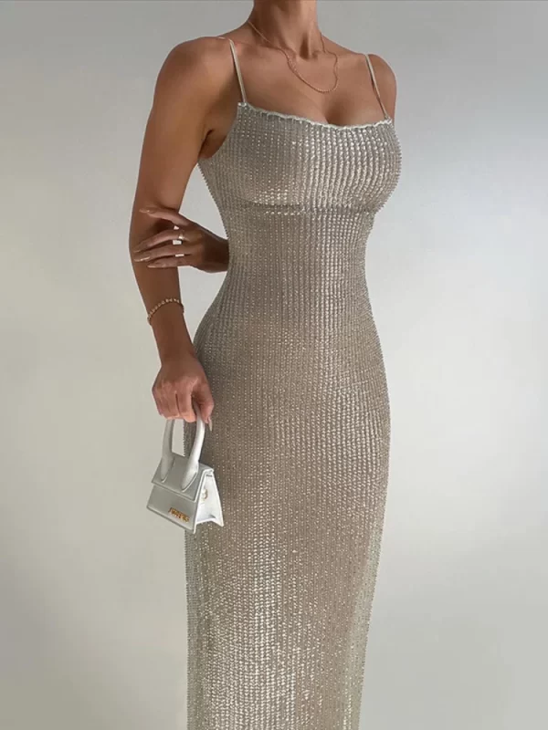 Spaghetti Strap Sparkle Maxi Dress